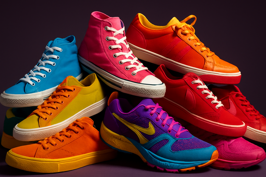 pile of sneakers colorful